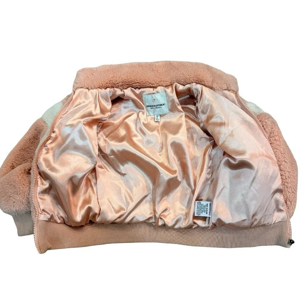 Urban Republic Girls Faux Fur Bomber Jacket Pink Medium 5/6